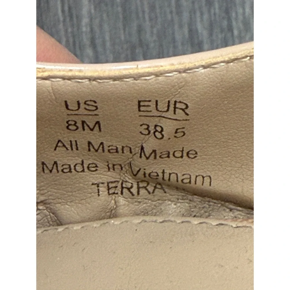 Sam Edelman Terra Slingback Pumps 8M Nude Patent Block Heel Square Toe Office